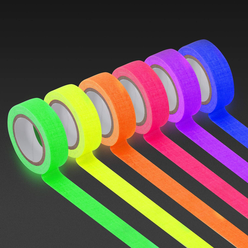 6 Colors Neon Cloth Tape Glow in Dark UV Light / Blacklight Tape