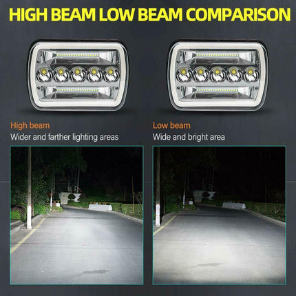 5x7" 7x6" Inch LED Headlights Hi/Lo Beam DRL For Toyota Hilux Jeep Truck 1 Pair - salelink.co.nz