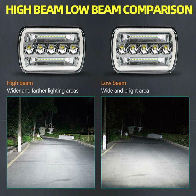 5x7" 7x6" Inch LED Headlights Hi/Lo Beam DRL For Toyota Hilux Jeep Truck 1 Pair - salelink.co.nz