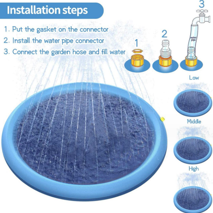 Sprinkler Inflatable Outdoor Pet Kids Splash Pad 150cm