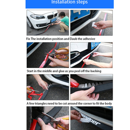 Car Front Bumper Lip Skirt Protector Splitter Body Spoiler Rubber Universal 2.5M - salelink.co.nz
