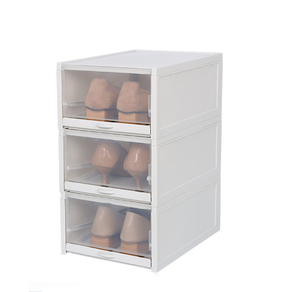 3X Push-pull Shoes Box Rack Foldable Shoe Organizer–