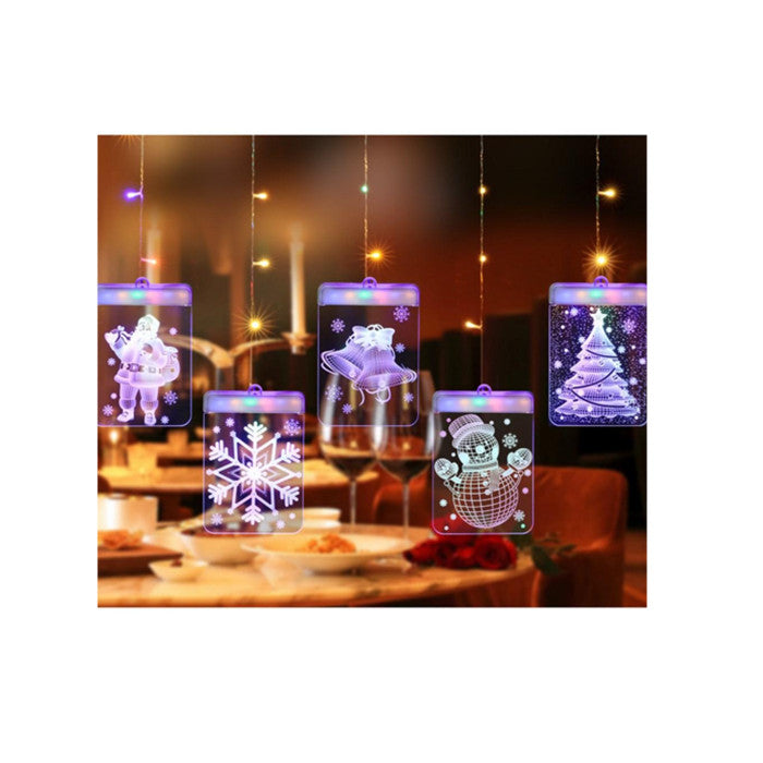 Christmas 3D Hanging Lamp Acrylic Board LED Light Window Decorative Lamp Party