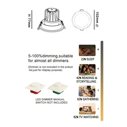 13W 1150 lumens ,Tri-Color Dimmable LED Downlight, Dia 102mm - salelink.co.nz