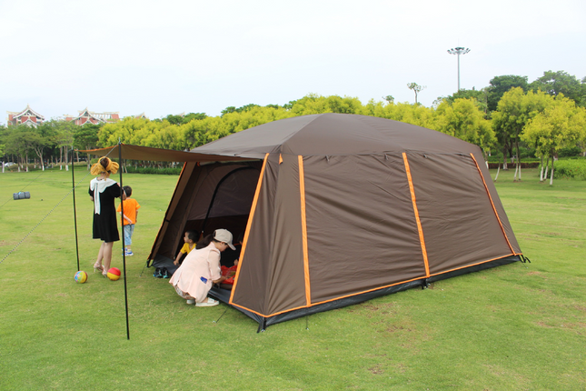 Camping Tent 6-10persons 380x260x195cm Coffee - salelink.co.nz