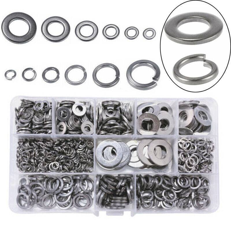 800Pcs M4-M12 Flat Spring Washers