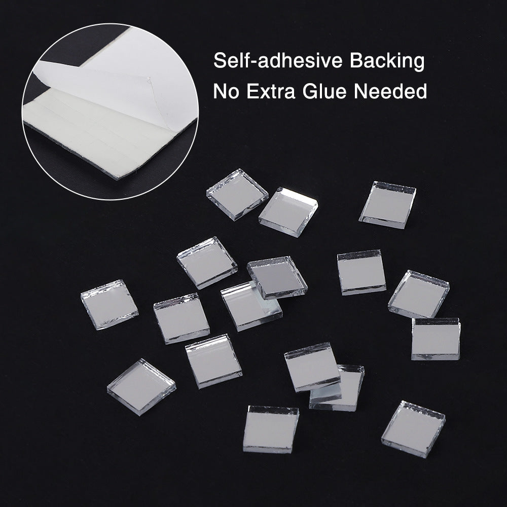 Self Adhesive Disco Tiles, Square Mirror Mosaic Stickers Decals