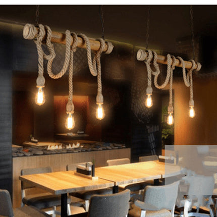 Bamboo Rope Hanging Pendant Light 3 Heads - salelink.co.nz