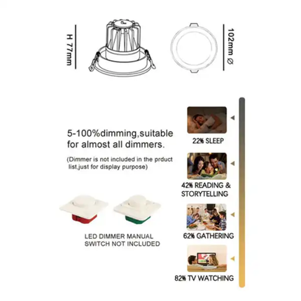 13W 1150 lumens ,Tri-Color Dimmable LED Downlight, Dia 102mm - salelink.co.nz