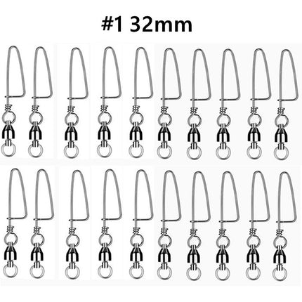 #1 20PCS Ball Bearing Fishing Swivels Snap Coastlock Fishing Line Connector