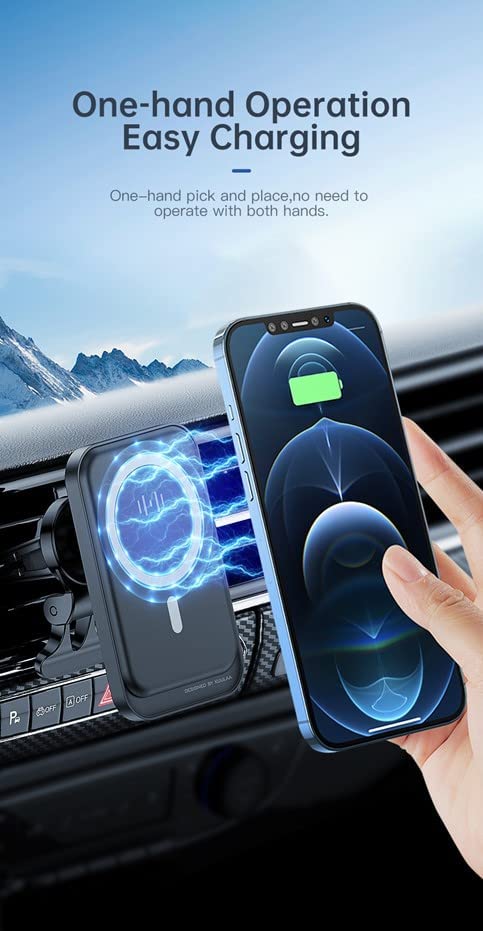 Magnetic Wireless Car Charger Black
