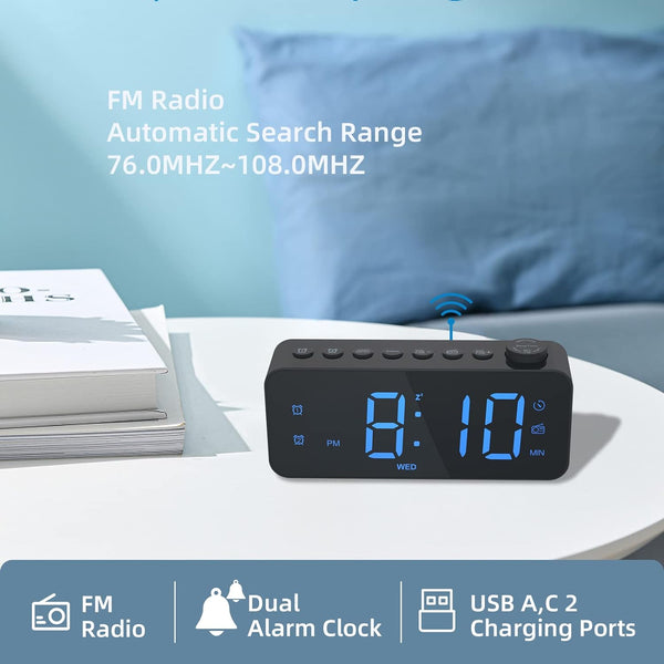 Digital Alarm Clock Black