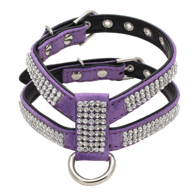 Purple S Dog Collar Adjustable Necklace Harness Leash