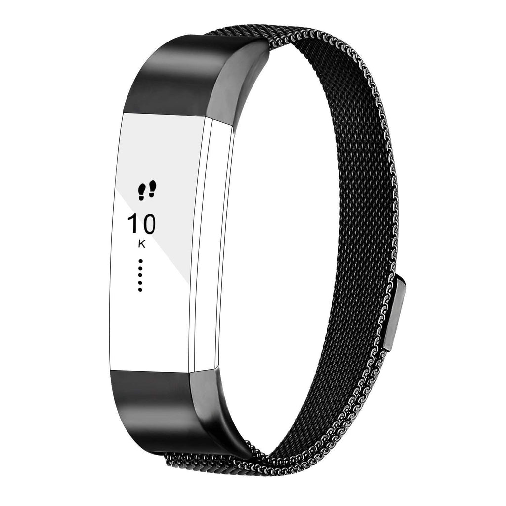 Black Replacement Straps Bands Compatible For Fitbit Alta and Alta HR, Milanese Strap Wristbands