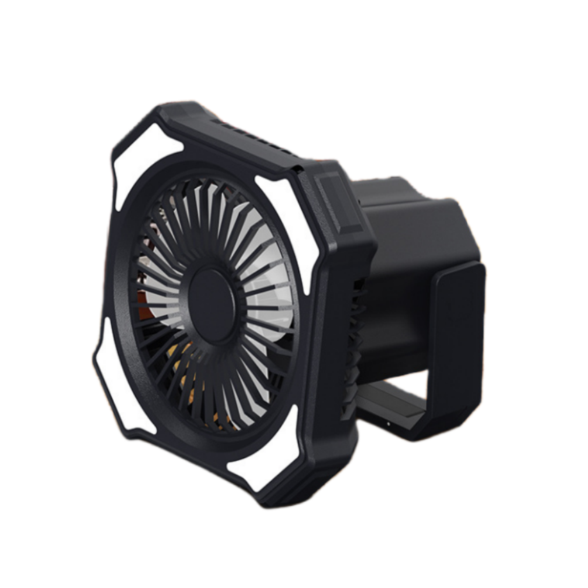 Camping Fan with LED Lantern Black