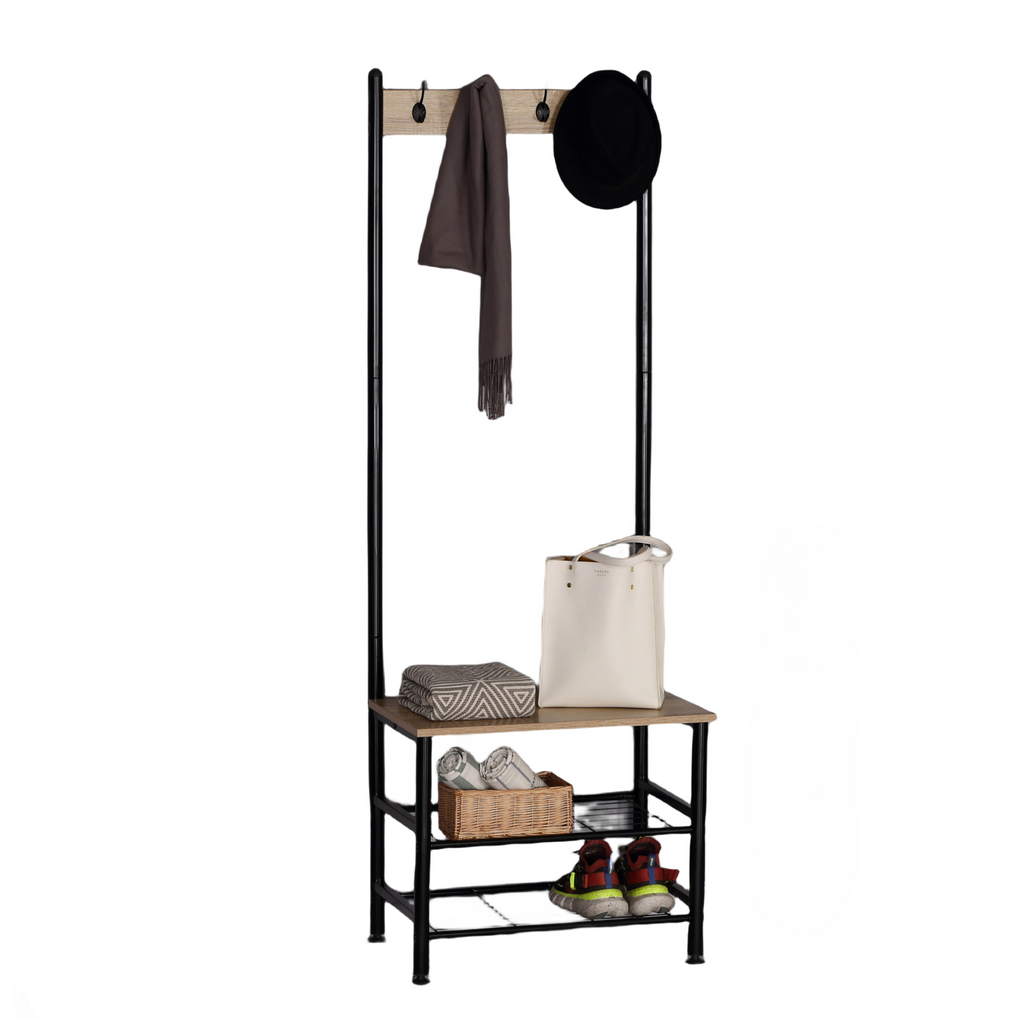 Coat Rack with Shoe Bench