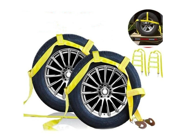 Tow Dolly Basket Straps with Flat Hook Car Dolly Straps Universal Fit Most 14"-17" Wheels