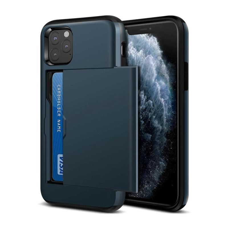 iPhone 11 Pro Max Case Slidable Card Holder Hybrid Protective Shell - salelink.co.nz