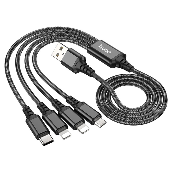 HOCO 4in1 Cable (iP+iP+Type-C+Micro) 1M