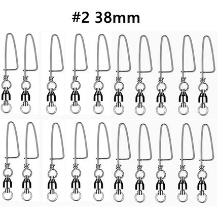 #2 20PCS Ball Bearing Fishing Swivels Snap Coastlock Fishing Line Connector