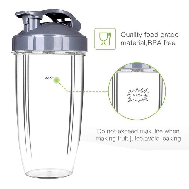 6pcs 32oz Cups & Resealable Lids & Gaskets Set for NutriBullet 900W/600W - salelink.co.nz
