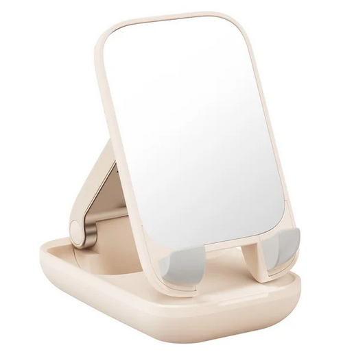 Folding Phone Stand with Mirror Pink
