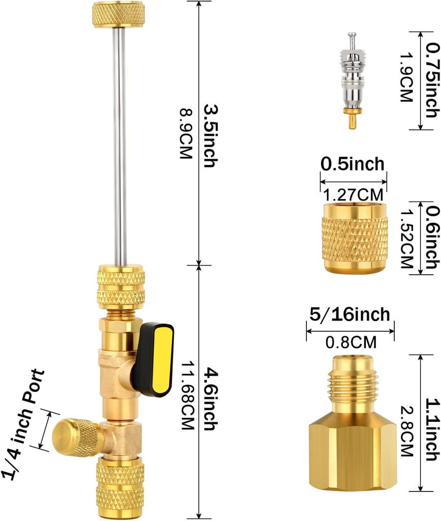AC Valve Core Installer Valve Core Remover Installer Tool & HVAC Service Wrench Set With Hex Bit Adapter HVAC Service Tools - View #12