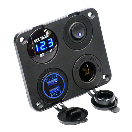 4 Way DC 12V-24V Car Cigarette Lighter Socket+Dual USB Charger Voltmeter Adapter - salelink.co.nz