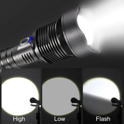 XHP90 3000LM Tactical 3 Mode Zoom Flashlight LED Hunting Torch - salelink.co.nz