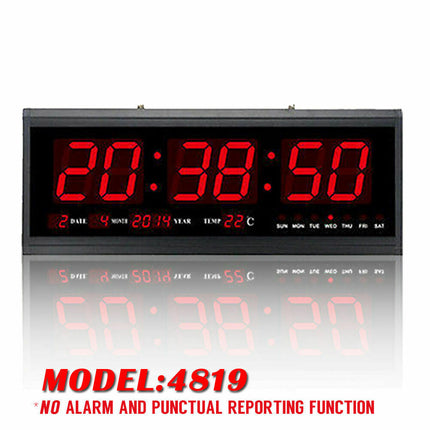 48cm Large Big Jumbo LED Wall Desk Clock Display With Calendar Temperature - salelink.co.nz