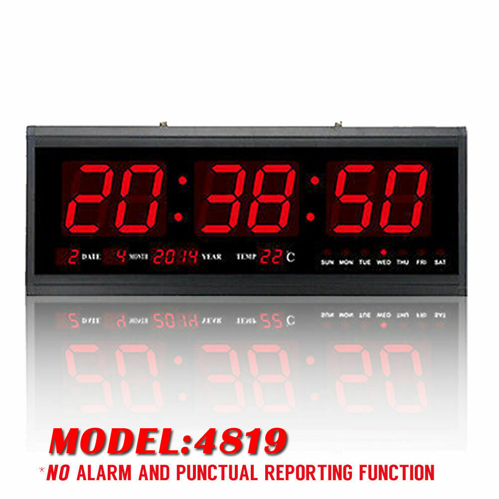48cm Large Big Jumbo LED Wall Desk Clock Display With Calendar Tempera ...