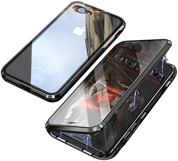 iPhone 7 8 Case Magnetic Full 360 Cover Tempered Glass Front and Back - salelink.co.nz