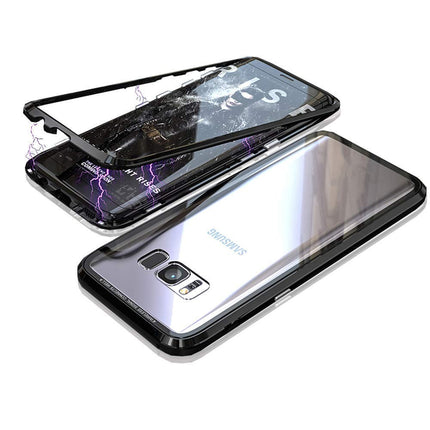 Samsung S8 PLUS Case Ultra Thin Magnetic Metal Frame Tempered Glass Back Case - salelink.co.nz