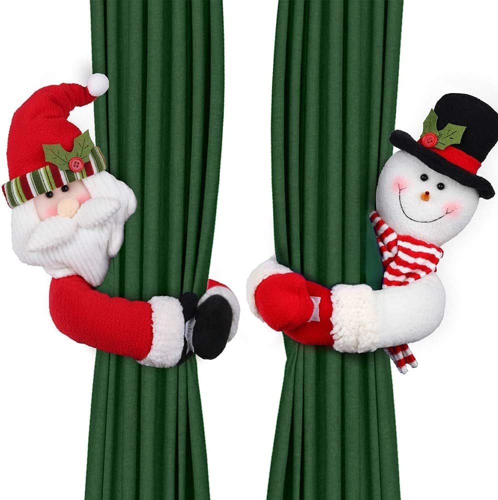 Christmas Decorations Curtain Tie Santa Snowman Tiebacks