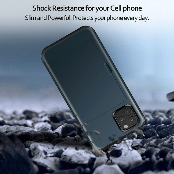 iPhone 11 Pro Max Case Slidable Card Holder Hybrid Protective Shell - salelink.co.nz