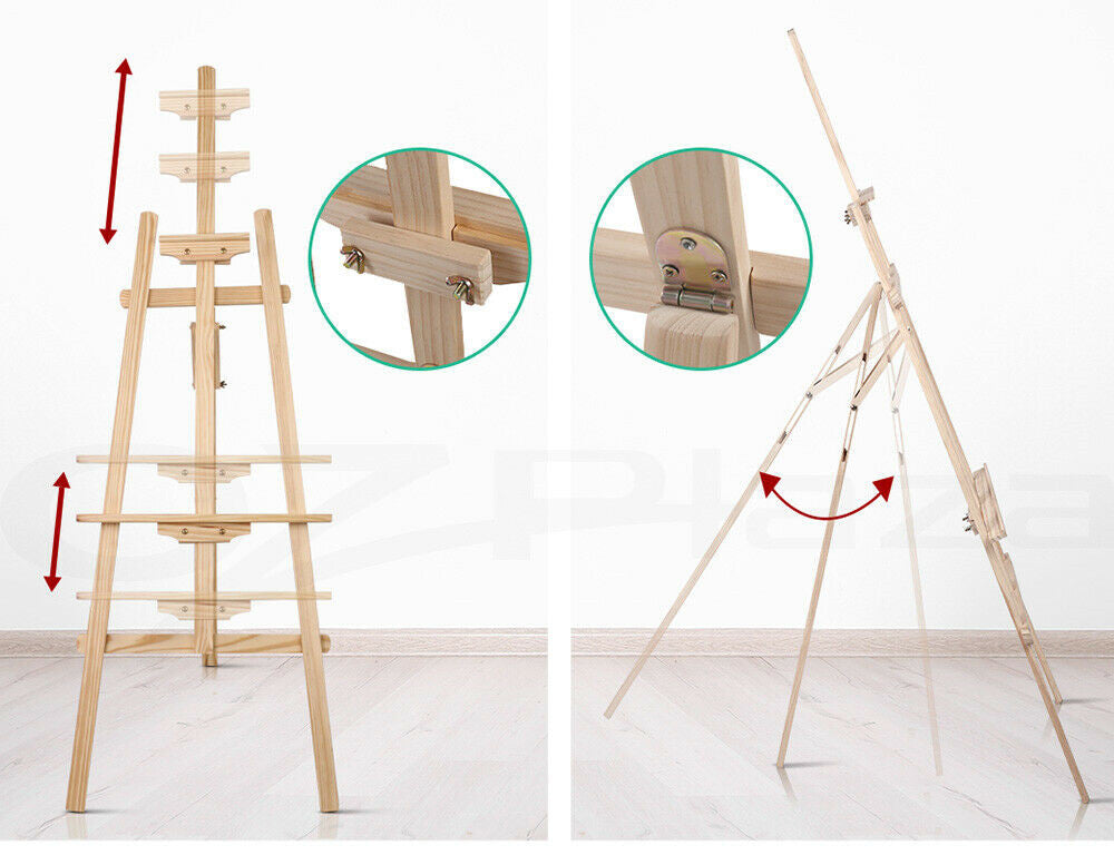 Studio Easel for Painting 1.5M Adjustable Drawing Painting Holder 59inch  Wooden A-Frame Display Drawing Board Folding Art Stand for Painting
