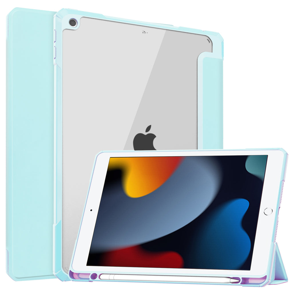 iPad 10.2 Case Cover Clear Back Pencil Holder Slot