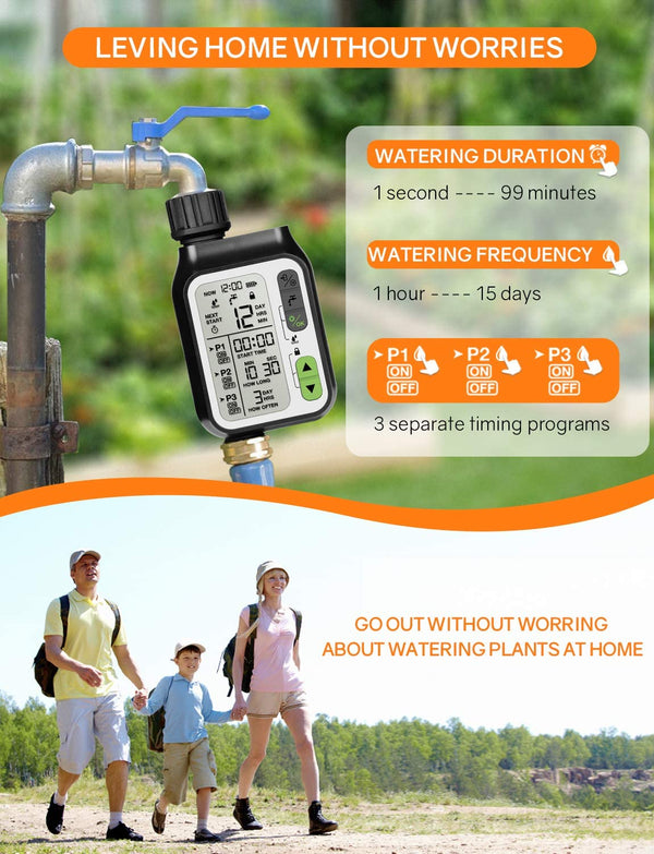 Garden Water Timer Irrigation Controller Rain Sensor