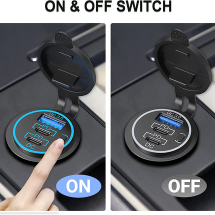 12V USB Outlet Type C Car Charger Socket Fast Charging