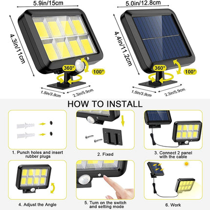 Solar Light Motion Sensor Security Led Flood Light Outdoor Garden Light - salelink.co.nz