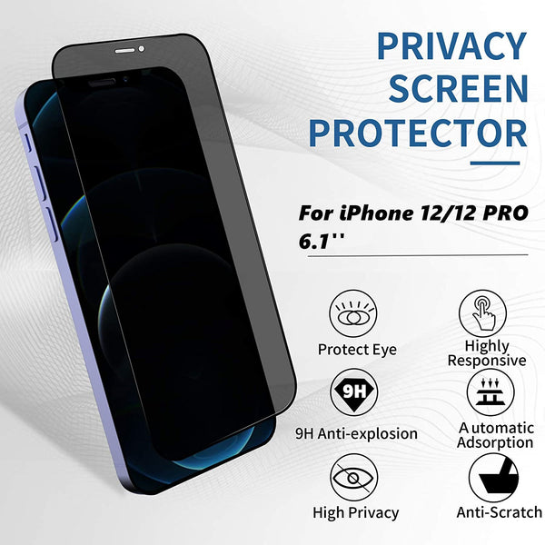 iPhone 12/12 Pro 6.1'' Anti Peep Spy Privacy Tempered Glass Screen Protector