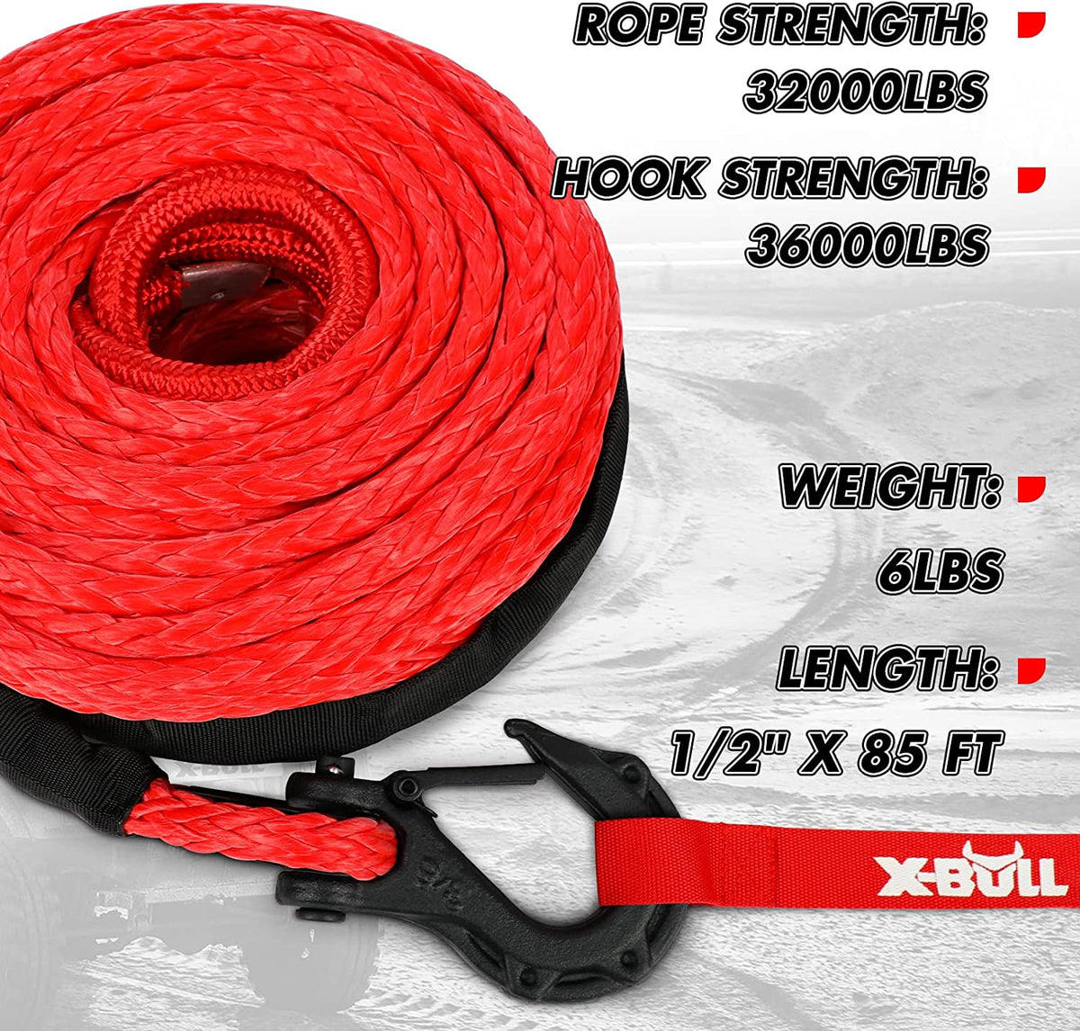 X-BULL Synthetic Winch Rope Cable Line 25M 32000LBS– salelink.co.nz
