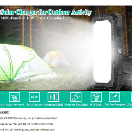 20000mAh Solar Charger Power Bank - salelink.co.nz