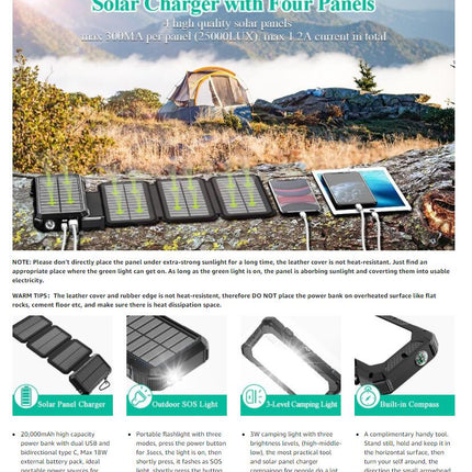 20000mAh Solar Charger Power Bank - salelink.co.nz