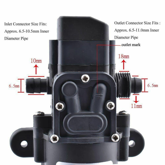 60W 12V 80PSI Water Pump High Pressure 5L/Min Self-Priming Caravan Camping Boat - salelink.co.nz