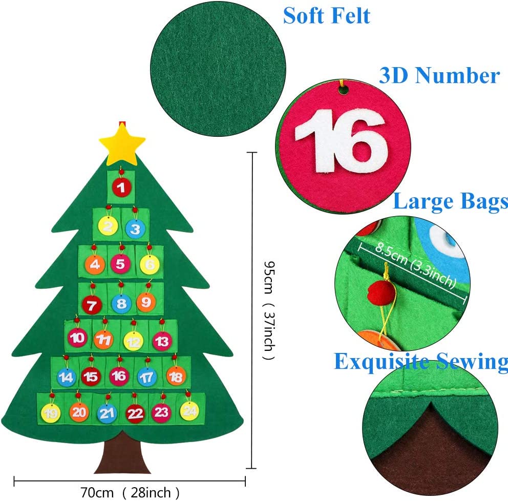 Felt Christmas Tree Countdown Advent Calendar Flip Pattern and Number–