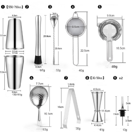 11PCS Cocktail Shaker Bar Set