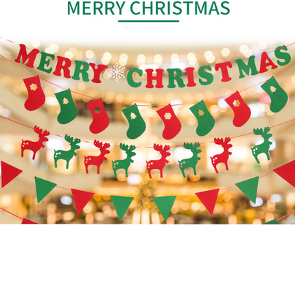 46PCS Merry Christmas Banner Decorations Bunting Sign