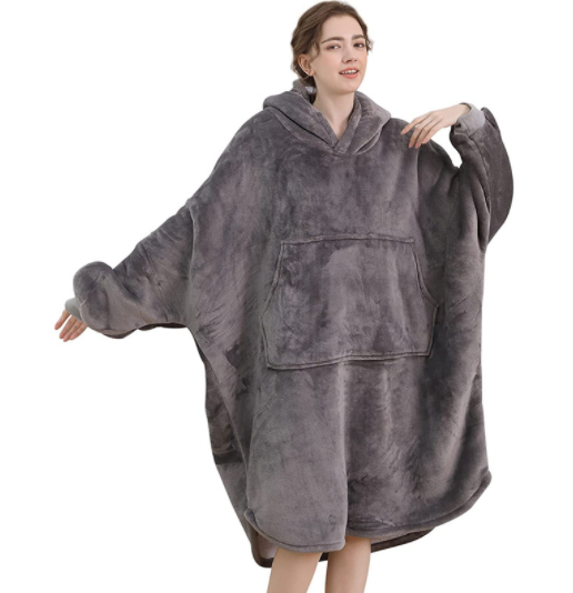 Oversized Microfiber Wearable Blanket Hoodie Gray