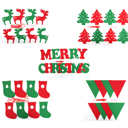 46PCS Merry Christmas Banner Decorations Bunting Sign